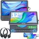 12" Dual Car DVD Players with HDMI Input, Headrest DVD Players for Car with Headphones, 5-Hour Battery, 1366 * 768 Screen Mirroring, USB/TF Reader, MP4/MKV, Region Free, Last Memory