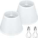 White Empire Lamp Shades Set of 2, 5.9"  9.8"  6.7" Small Lampshades for Table Lamps, Spider Fitter Fabric Replacement Shades for Home Decor, Bulb Clip Adapters Included, No Assembly Required