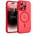 TOCOL for Phone 14 Pro Case, Compatible with Magsafe Charger, Full Camera Protection, Drop Protection, Translucent Matte Phone Case for iPhone 16 Pro 6.1 inch (Red)