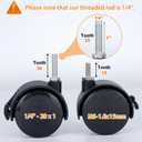 AAGUT 2" Swivel Stem Casters with Locking Brake Threaded 1/4" - 20 x 1 for Furniture and Shelves, Black Replacement Castors, Pack of 4