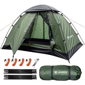 Backpacking Tent for Camping 1-5 Person Hiking Ultralight Tent for Waterproof Windproof Outdoor Two Doors Tents Easy Quick Setup Lightweight Instant Tents (Green 2 Person)