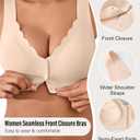 Front Closure Bras for Women Seamless Wireless Push Up Bra No Underwire Full Coverage Comfort Bras Mastectomy Bralettes (Beige, L)