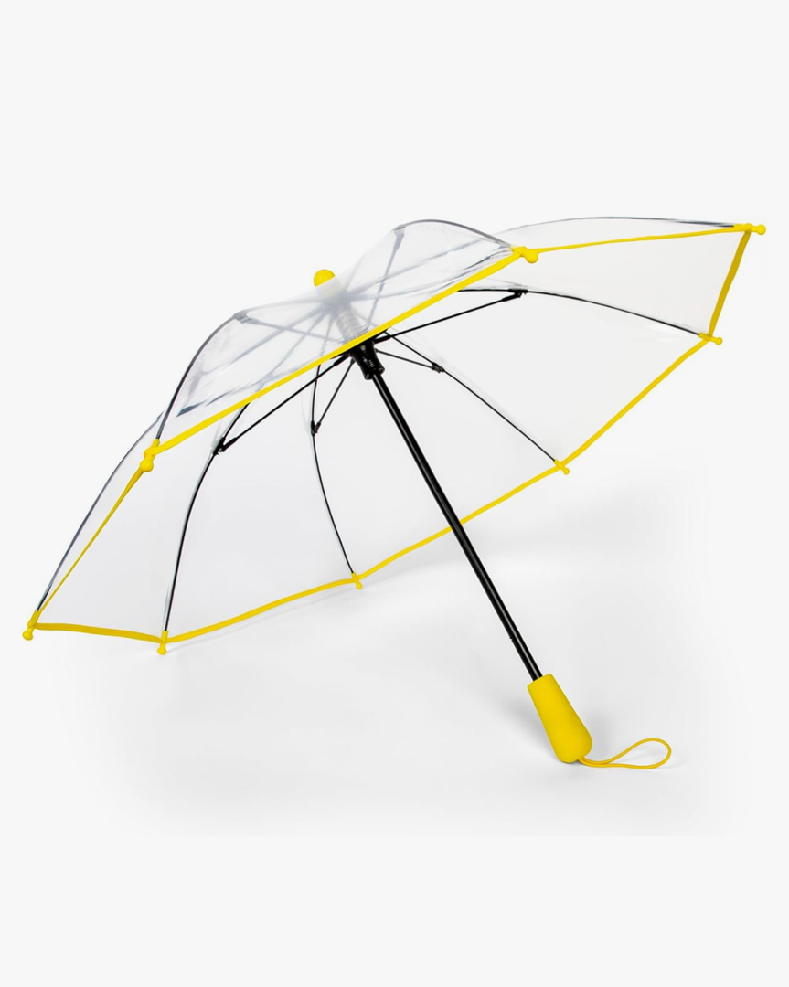 ShedRain Kids Light Up Umbrella – Clear See-Through Bubble Umbrella with Yellow Trim & Handle, Manual Open