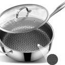 5 Qt Saut Pan with Lid, 10-inch 5 Ply Stainless Steel Sauce Pan with Lid, Non Stick Frying Pans, Cooking Pot Deep Frying Pan Non-Toxic, For Induction, Oven, Dishwasher Safe