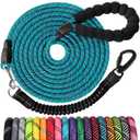 Long Dog Leash 10 FT: Heavy Duty Rope Leashes for Dogs Training with Swivel Lockable Hook Reflective Threads Bungee and Padded Handle - Dog Lead for Large Small Medium Dogs Outside Walking Hiking Blue