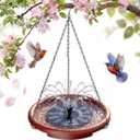 AISITIN 15 inch Hanging Solar Bird Bath - Outdoor Bird Bath & Feeder with 3-Tier Steps and Solar Powered Fountain for Patio Garden Backyard Decor