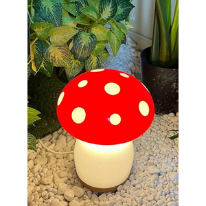 Mushroom lamp for Bedroom Night Light Glass Vintage Retro Funky Cute Lamp Small Lamps Bedrooms Bedside Bed Side Table Nightstand Desk Aesthetic Cottagecore 70s Room Decor (RED)