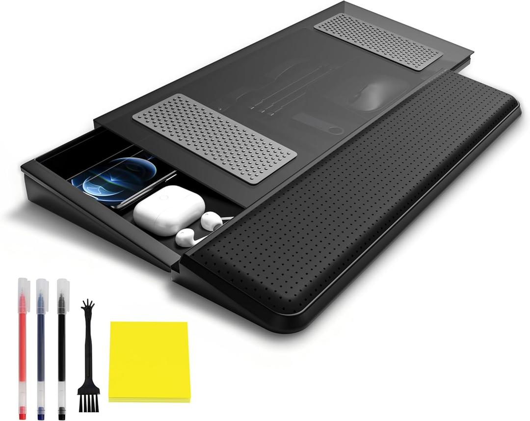 Computer Keyboard Stand with Wrist Rest & Storage Tray - Acrylic Keyboard Riser for Office Desk Accessories Decor, Ergonomic Keyboard Holder for Home Comfortable Typing - Fits All Keyboard Sizes (B2)