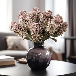 Ttranewsoo Fake Flowers Hydrangea Silk Flowers with Stems,Brown Flowers Fall Hydrangea Artificial Flowers,Winter Flowers Artificial for Decoration Vase Indoor and Outdoor 24"（Brown ） 8PCS Wthout Vase