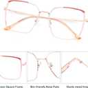 Zeelool Oversized Eyeglasses Frame for Women with Non-prescription Clear Lens Square Metal Eyewear JGM953566 (Jgm953566-01 Two-tone)