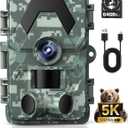 Trail Camera, 5K 60MP Game Camera with 130Wide Angle, IP66 Waterproof Night Vision with No Glow Infrared LEDs, 0.05s Trigger Motion Activated for Wildlife, Green