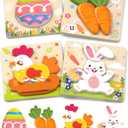 Kidific Easter Wooden Puzzles Toys for Toddler, 4 Pack Easter Basket Stuffers Party Favors Birthday Gifts Essentials Montessori Toys Puzzles for Kids Girls Boys