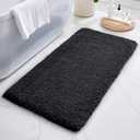 ILANGO Black Bathroom Rugs 48" × 24" Non Slip & Super Absorbent Extra Thick Soft, Washable Bath Mat for Floor, Microfiber Plush Shaggy Bath Rug with Rubber for Bathtub Shower Room Sink