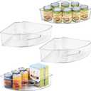 IDesign Clear Plastic 1/4 Wedge Bin for Corner Lazy Susan Cabinet, Kitchen Cabinet Organizer, 4-Pack