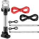 Rossesay Boat Stern Light Set White LED Marine Anchor Light with Base, 2 Pcs Red and Green Navigation Lights LED Anchor 3nm 360° Fold Down Stern Lights for Pontoon, Fishing, Bass 12-24v(9 Inch)