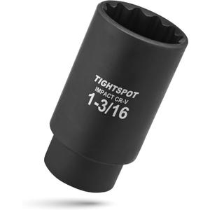 TIGHTSPOT 1/2 Inch Drive - 1 3/16 Inch Deep Impact Socket with Anti-Rounding 12 Point Design, Heat-Treated CRV Steel