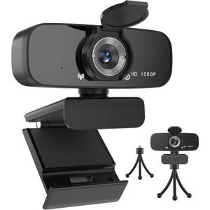 1080P HD Webcam with Microphone for Desktop, USB Computer Camera with Web Cam Cover&Web Camera Stand, 110-degree Wide Angle Streaming Webcam for PC Zoom/Video Calling/Gaming/Conferencing