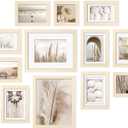 Egofine Picture Frame Set 12 Pack, Picture Frames Collage Wall Decor with Two 8x10, Four 5x7, Four 4x6, Two 4x4 for Wall and Tabletop, Made of Solid Wood, Covered by Plexiglass, Natural Wood