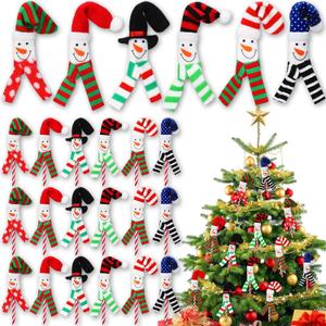 Poen 24 Pcs Felt Snowman Candy Cane Covers Sleeves Christmas Candy Cane Holder Snowman Candy Cane Ornaments for Christmas Holiday Home Office Decor Classroom Gifts Party Favors,Candy Cane Not Included