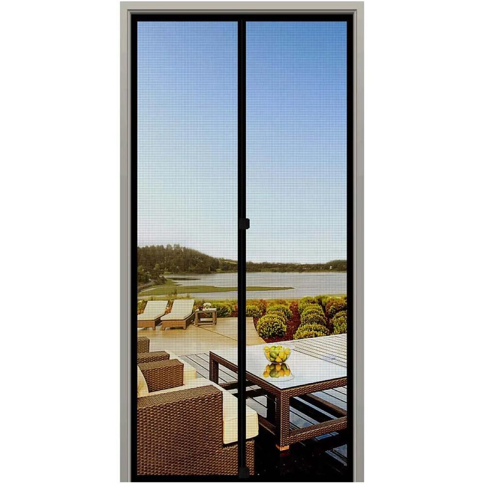 Magnetic Screen Full Frame Loop Sewn Full Sizes Instant Screen Door, Add-On Magnets and Weight Bars Net Screen Door(Fits Doors Up to 30"x82")