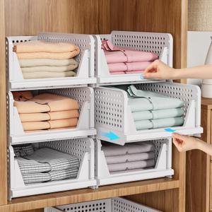 SNSLXH 5 Pack Stackable Closet Storage Basket, Multifunctional & Foldable Closet Organizer for Bathroom Kitchen Laundry Room Wardrobe Storage, Space-Saving Clothes Storage Drawer Organizer, White SNSLXH 5 Pack Stackable Closet Storage Basket, Multifunctional & Foldable Closet Organizer for Bathroom Kitchen Laundry Room Wardrobe Storage, Space-Saving Clothes Storage Drawer Organizer, White