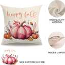 Fall Decorative Throw Pillow Covers,Autumn Pumpkin and Buffalo Check Plaid Design 18x18 Inch Cushion Cases 2Pack Happy Fall Harvest Farmhouse Home Pillowcases for Autumn Thanksgiving (Pink, 18" x 18")