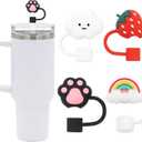 5 x Straw Cover for Stanley Cup, 4Pcs Silicone Straw Topper Compatible with Stanley 30&40 Oz Tumbler, Stanley Cups Accessories (4Pcs-New-E)