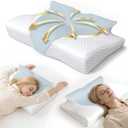 Cervical Neck Pillow for Neck Pain Relief,Ergonomic Side Sleeper Pillow,Sleep Apnea Pillow,Contour Adjustable Orthopedic Bed Pillow for Side, Back & Stomach Sleepers (Light Blue, Queen, Memory Foam)