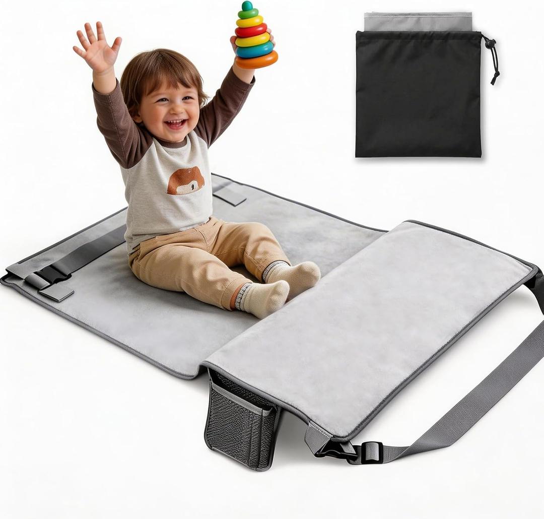 Toddler Airplane Bed, Portable Airplane Seat Extender for Kids, Toddler Airplane Travel Essentials, Foldable Toddler Travel Bed for Long Flight, Baby Airplane Bed for Toddler with Carry Bag