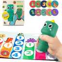 iPlay, iLearn Kid Dinosaur Sticker Stamp Set - 400+ Stickers 18-Page Activity Book, Toddler Creative Mess-Free Art Craft Educational Travel Toy, Birthday Easter Basket Gifts 3 4 5 6 Year Old Girl Boy