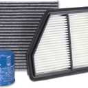 17220-5BA-A00 Engine Air Filter & 15400-PLM-A02 Oil Filter & 80292-TF0-G01 Cabin Air Filter Fit for 2016-2025 Honda Civic 2.0L Gas 2023-2025 HR-V 2.0L Gas