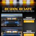 HLauto 604N Emergency Dash Strobe Lights: 2x16.8 inch Amber White Security Light w/Take Down, 48 LED Safety Flashing Warning Hazard Interior Windshield Light Bar for Truck Vehicle