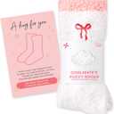 COOLMATE Fuzzy Socks for Women Gift Box  Cozy Soft Cloud Socks for Spa Home, Mothers Day Gifts for Mom Grandma (D.03 - Embroidered Ribbon)