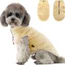 Small Dog Plush Fleece Coat, Soft Warm Cozy Winter Sweater Jacket Vest Clothes for Puppy Chihuahua Poodle Yorkie Pomeranian (Beige, 2XL)