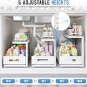 Under Sink Organizer Upgrade To Professional Rails,2-Tier Dual Pull Out Cabinet Storage,Height Adjustable Slide Out Drawers For Bathroom Kitchen,2 Pack-14.5"Dx12.8"-16.9"H,White