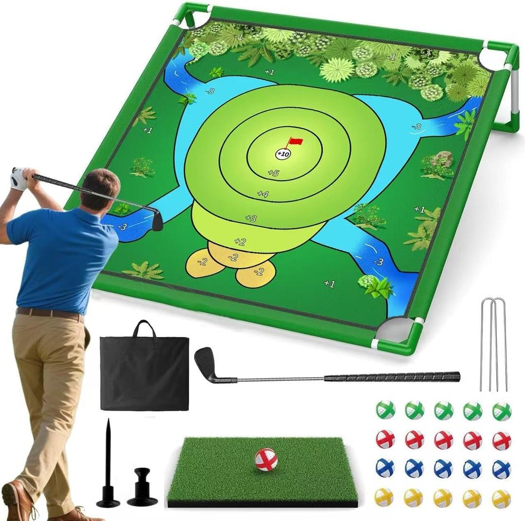 Golf Chipping Game, Play Portable Sticky Golf Target Practice Game Set, Fun Indoor & Outdoor Family Yard Game for Backyard, Beach, Parties, Office (Golf Chipping Game Set)