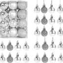 Christmas Baubles Shatterproof Silver, Christmas Tree Decorations Ball Ornaments Balls Xmas Hanging Decorations Holiday Decor - Shiny,Matte,Glitter