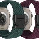 Nylon Braided Watch Bands Compatible with iWatch Series 11/10/9/8/7/6/SE/5/4/3/2/1, Sport Strap for 38mm/40mm/41mm/42mm Women Men, Stretchy Nylon Band with Zinc Alloy Parachute Buckle