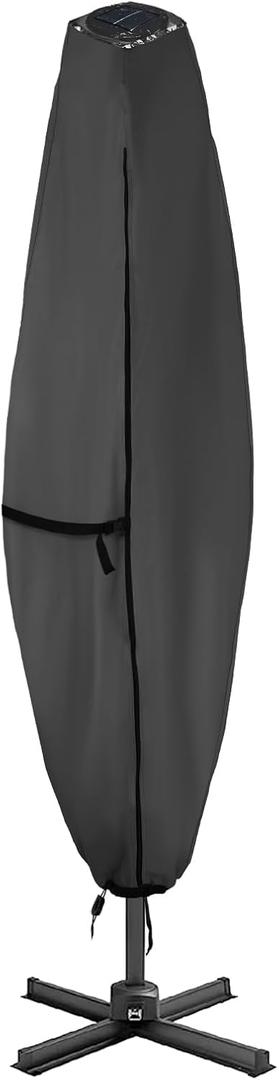 ULTCOVER Patio Parasol 600D Waterproof Clear Top Outdoor Umbrella Cover - Fits Solar Umbrella 8-11 Feet, Black