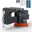 VEVOR Bench Vise, 6-inch Jaw Width 5.9-inch Jaw Opening, 360-Degree Swivel Locking Base Multipurpose Vise w/Anvil, Heavy Duty Ductile Iron Workbench Vise w/Bolts & Nuts, for Drilling, Pipe Cutting