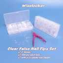 1000pcs Clear French False Nails Tips Press on Fake Nails Half Cover Acrylic Nails Artificial Nails Extension 10 Sizes for Nail Salons and DIY Nail Art(2x500pcs)