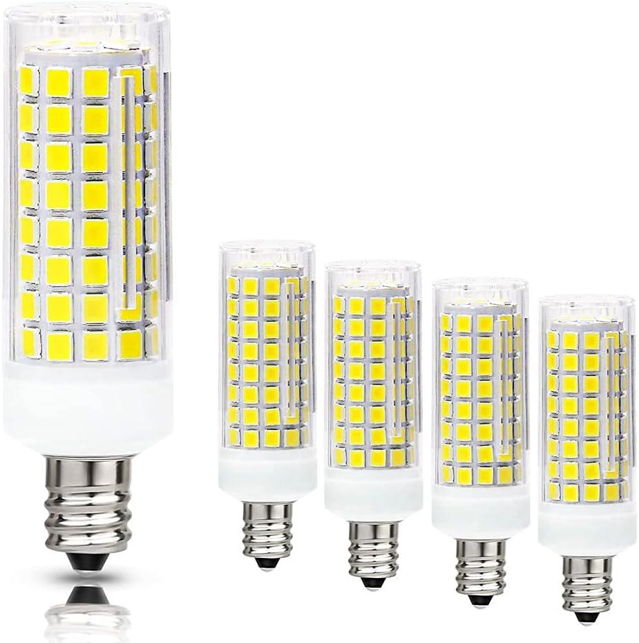Treie 10W E12 LED Corn Light Bulb(4 Pack)E12 Dimmable 100 Watt Equivalent Bulb 1000LM 6000K Chandelier Bulbs Decorative Candle E12 Base for Home Lighting, AC110-120V (6000K)