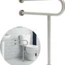 HECASA 24 Inch Handicap Grab Bars Rails 304 Stainless Steel Toilet Handrail Bathroom Safety Bar Wall Mount Floor Support Assist Bar for Disabled Elderly Mounted Bath Grips