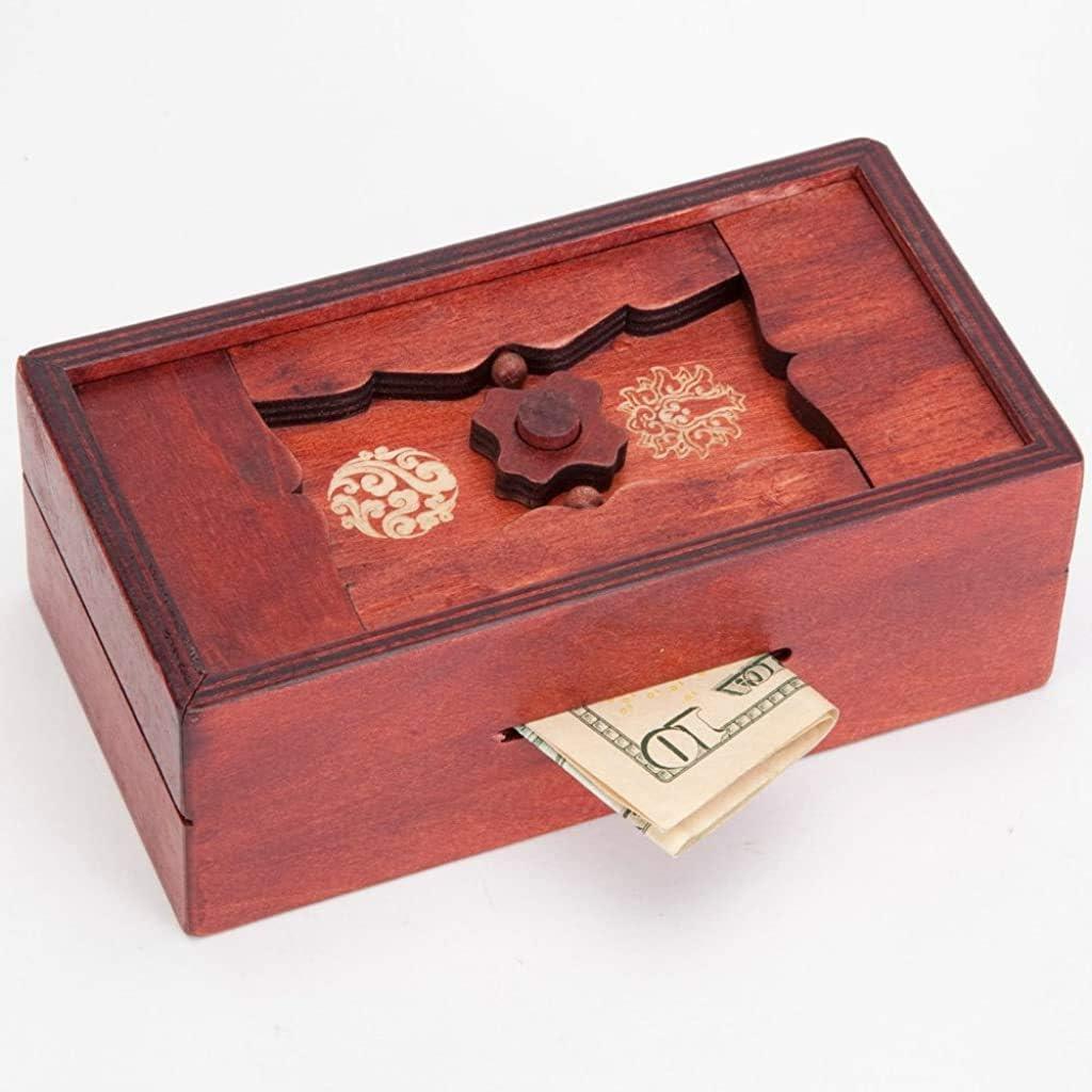 Bits and Pieces Secret Money Puzzle Box - Camouflage Your Cash Money Holder - Wooden Brain Teaser - Wooden Secret Hidden Compartment (Japanese Puzzle Box)
