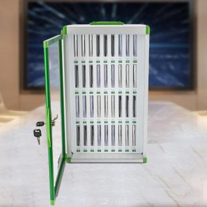 Cell Phones Storage Cabinet 30-Slots Aluminum Alloy Cell Phone Holder Wall-Mounted Pocket Chart Storage Locker Box with Handle and Security Lock Portable Phone Storage Cabinet for Classroom Office