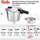 Fissler Vitaquick Premium Pressure Cooker, 8.5 Quart with Steamer Insert and Tripod