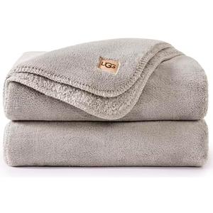 UGG Whitecap Fleece Throw Blanket, Soft Fluffy Blankets for Couch or Bed, Home Decor, Luxury Plush Throw, Machine Washable, 50-inch x 70-inch, Light Grey Seal