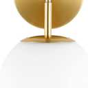 Modern Wall Sconce Industrial Mid Century Bathroom Vanity Wall Light with White Globe Glass Lampshade Brushed Brass Finished Lighting Fixture (Gold Color)