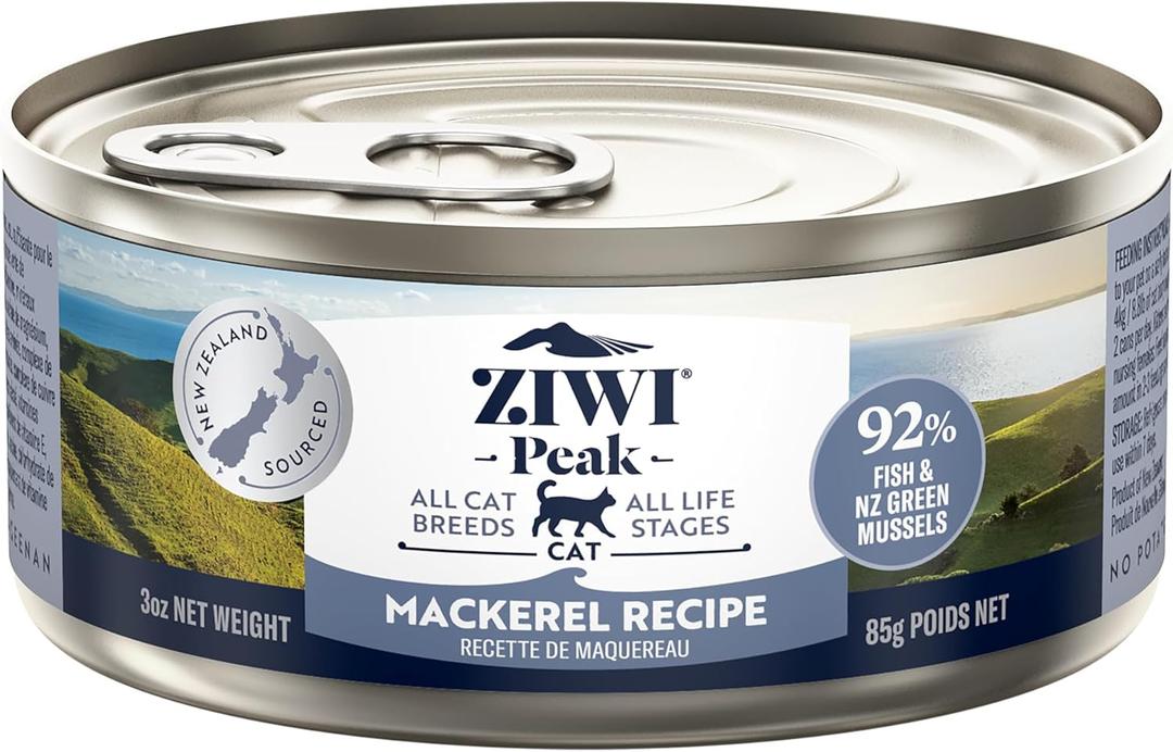 ZIWI Peak Canned Wet Cat Food All Natural, High Protein, Grain Free, Limited Ingredient, with Superfoods (Mackerel, Case of 12, 3oz Cans)