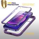 Diaclara Designed for iPhone 12/12 Pro Case, Full Body Rugged with Built-in Touch Sensitive Anti-Scratch Screen Protector, Soft TPU Bumper for iPhone 12/12 Pro 6.1" (Purple and Clear)